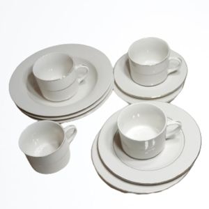 Cierra Dinnerware Set of 4 Cups & 3 Rim Soup Bowls 2 Saucers 2 Bread Plates